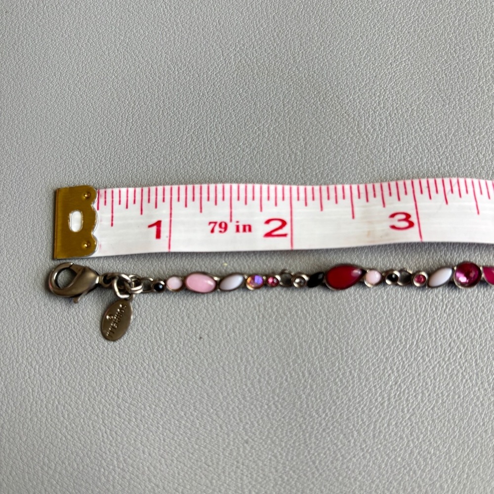 Vintage Sorrelli Cross Necklace Pink Red Crystal 14.5" - Picture 9 of 10